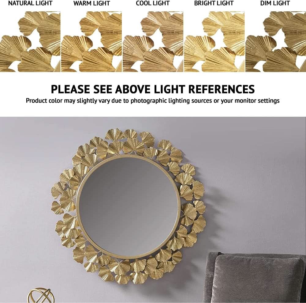 Round Wall Mirror 30.5 Inch Iron Eden Gold For Living Room