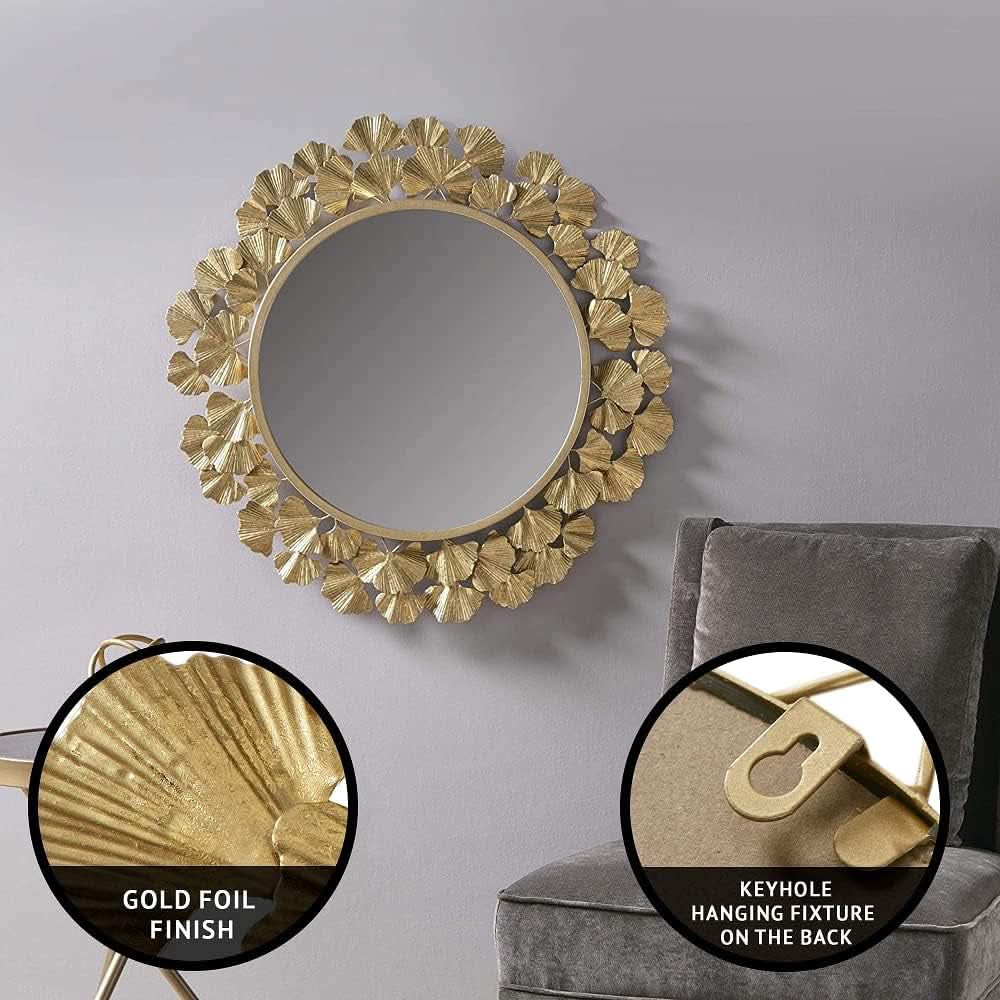Round Wall Mirror 30.5 Inch Iron Eden Gold For Living Room