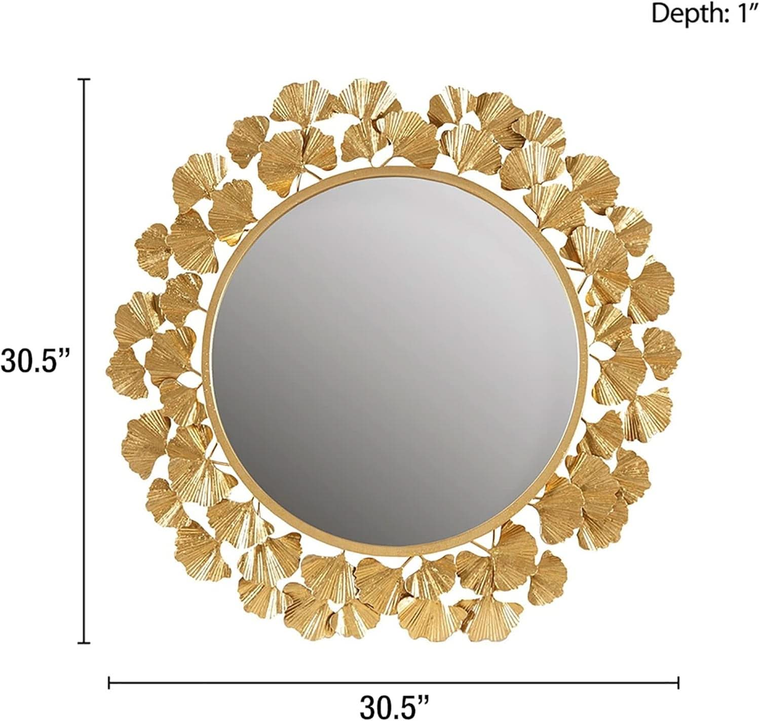 Round Wall Mirror 30.5 Inch Iron Eden Gold For Living Room