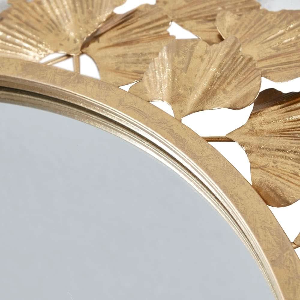 Round Wall Mirror 30.5 Inch Iron Eden Gold For Living Room