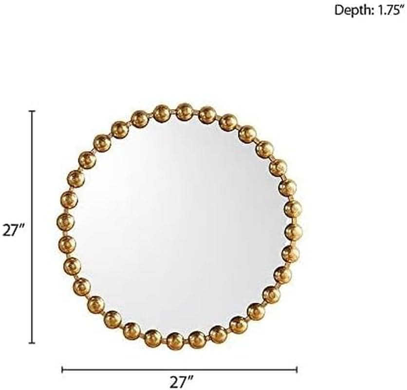 Round Wall Mirror With Gold Metal Frame 27 Inch Entryway