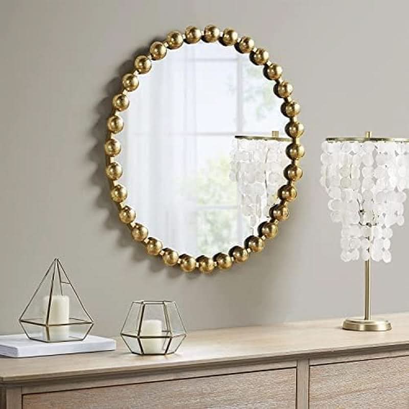 Round Wall Mirror With Gold Metal Frame 27 Inch Entryway