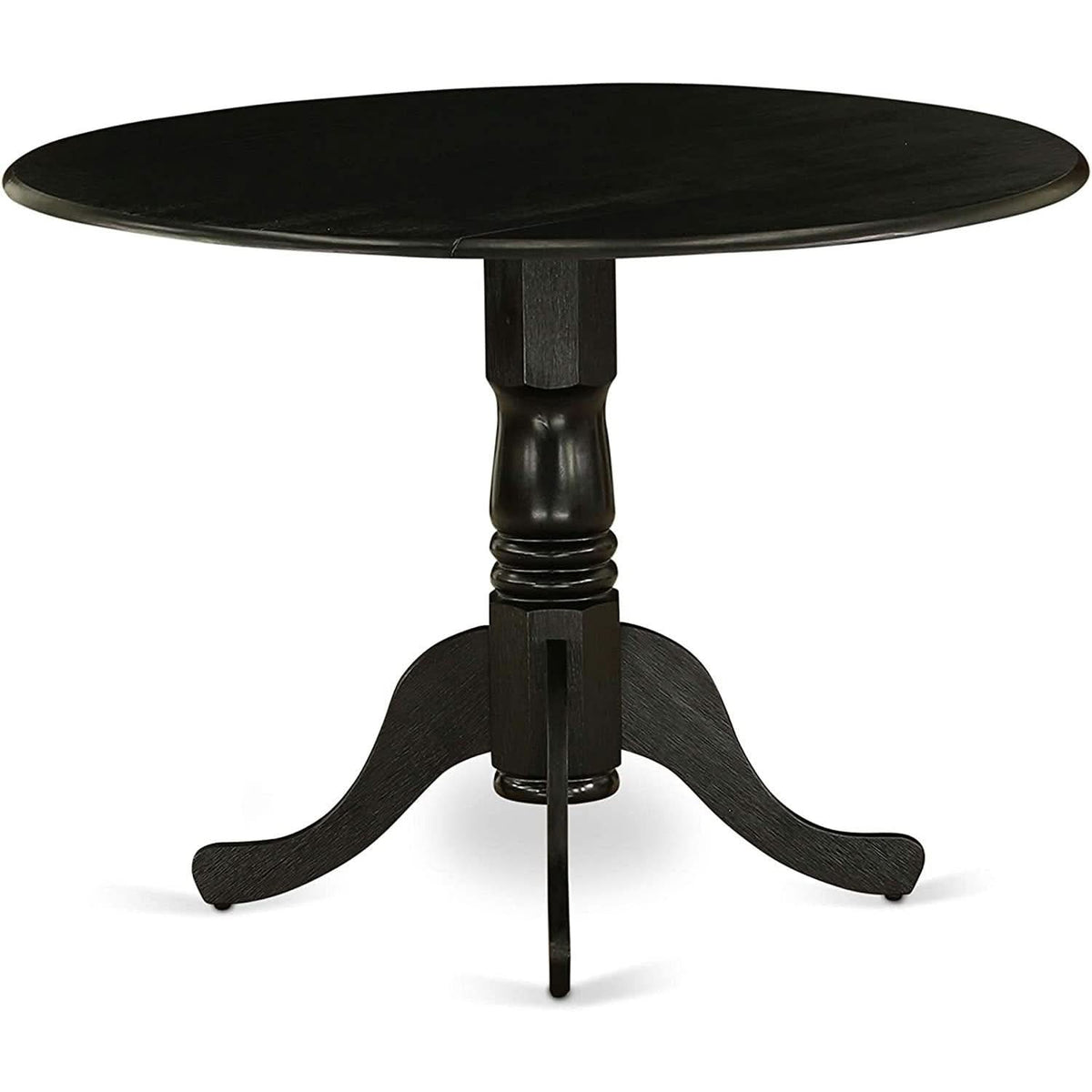 Round Wood Dining Table With Black Finish For Modern Dining Rooms