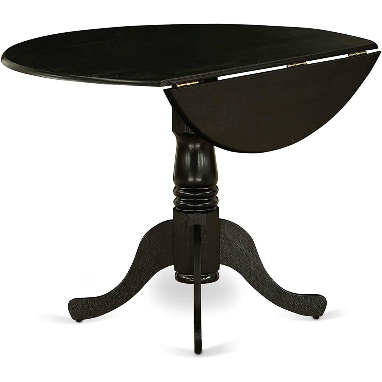 Round Wood Dining Table With Black Finish For Modern Dining Rooms