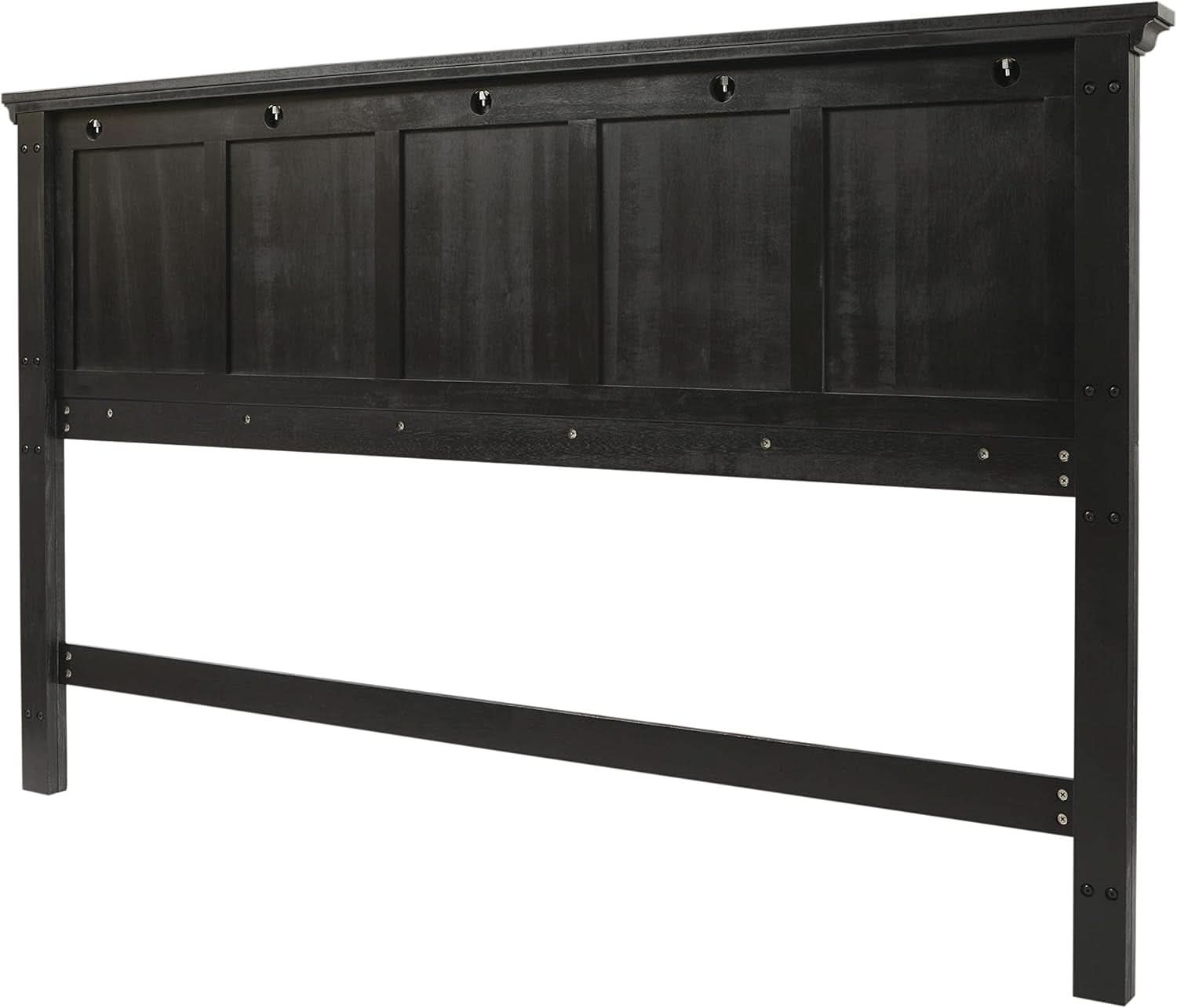 Rustic Black King Headboard - Durable Mahogany Wood