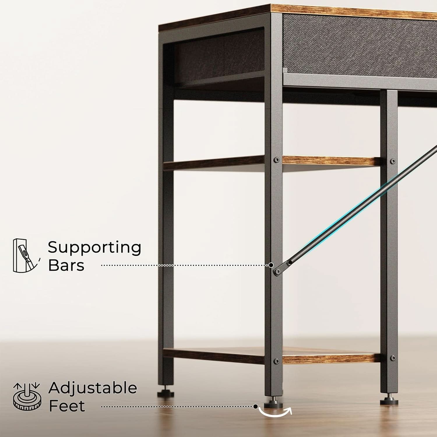 Rustic Brown 47 Inches Corner Desk Storage Solutions