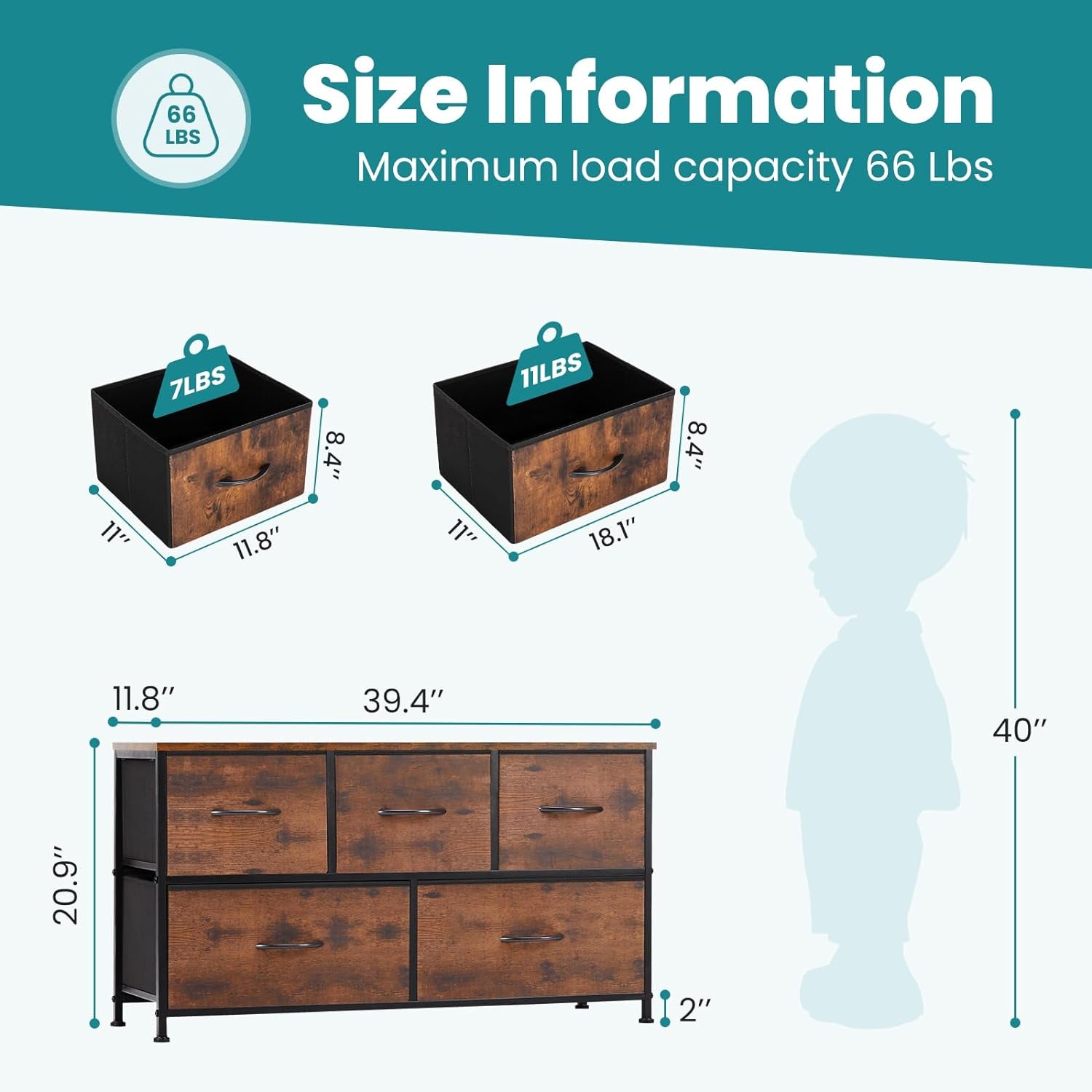 Rustic Brown 5 Drawer Dresser for Bedroom Storage Solutions