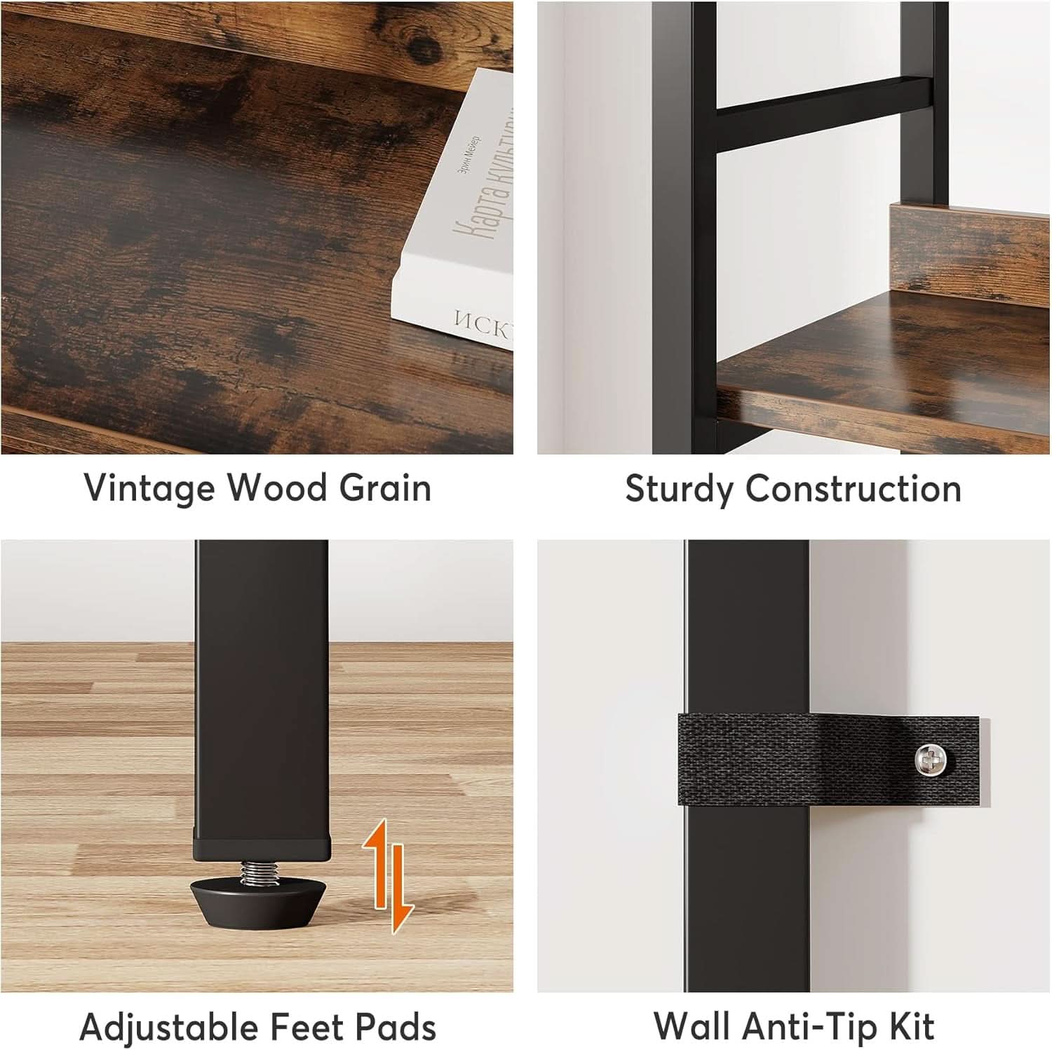 Rustic Brown 5 Tier Etagere Bookcase 71 In High 47 In Wide