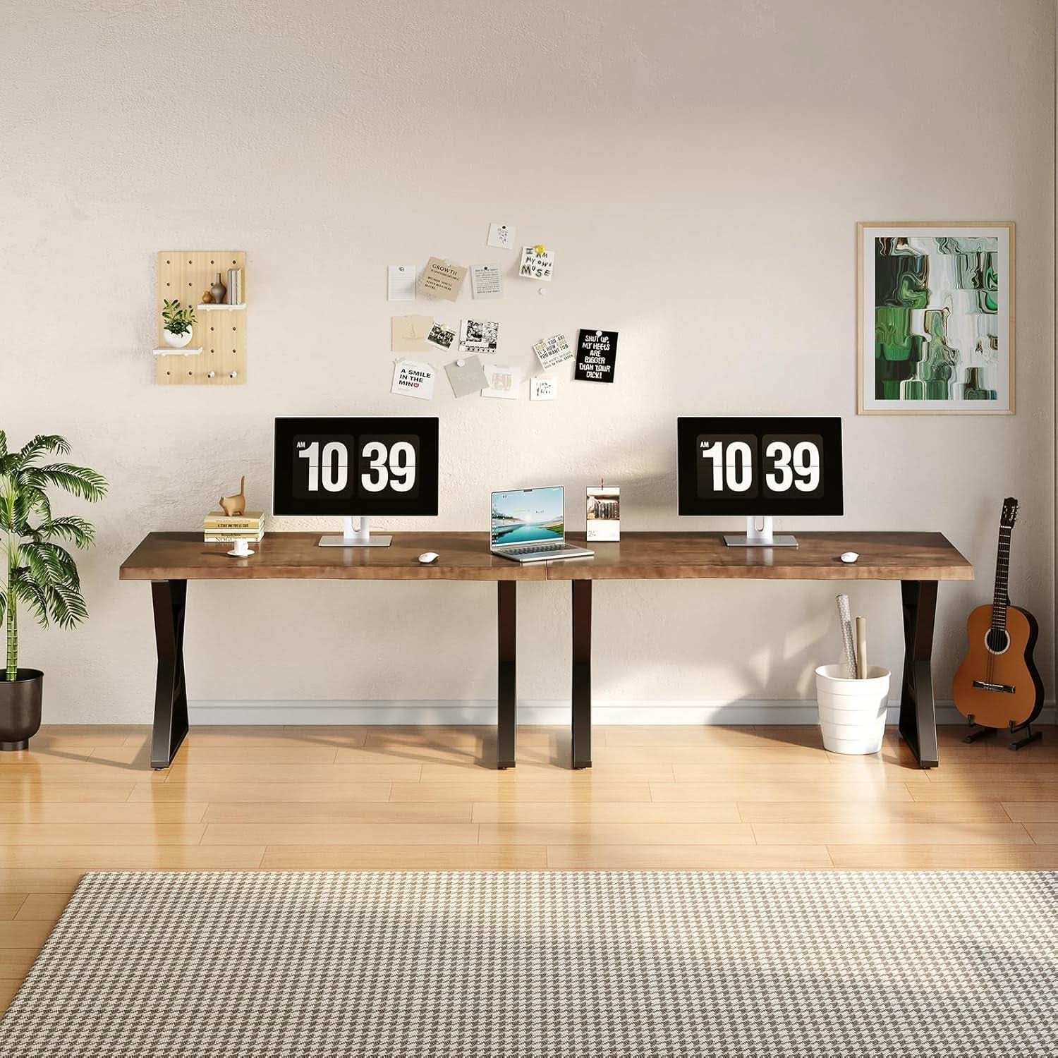 Rustic Brown 55 Inch Solid Wood Computer Desk Home Office