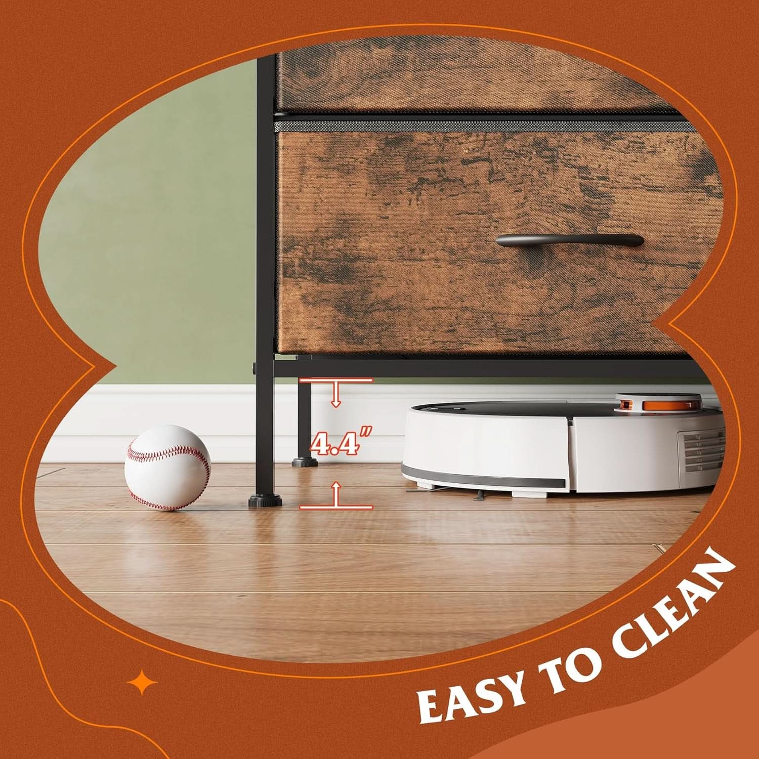 Rustic Brown 6 Drawer Dresser TV Stand For Bedroom