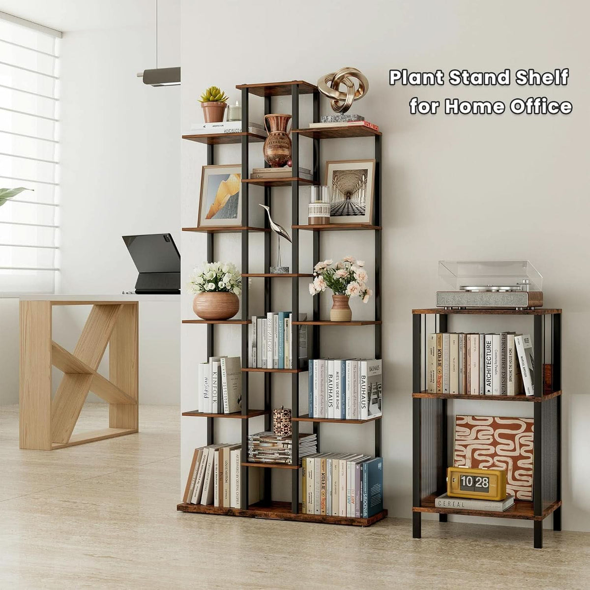 Rustic Brown 6 Tier Bookshelf For Small Living Room
