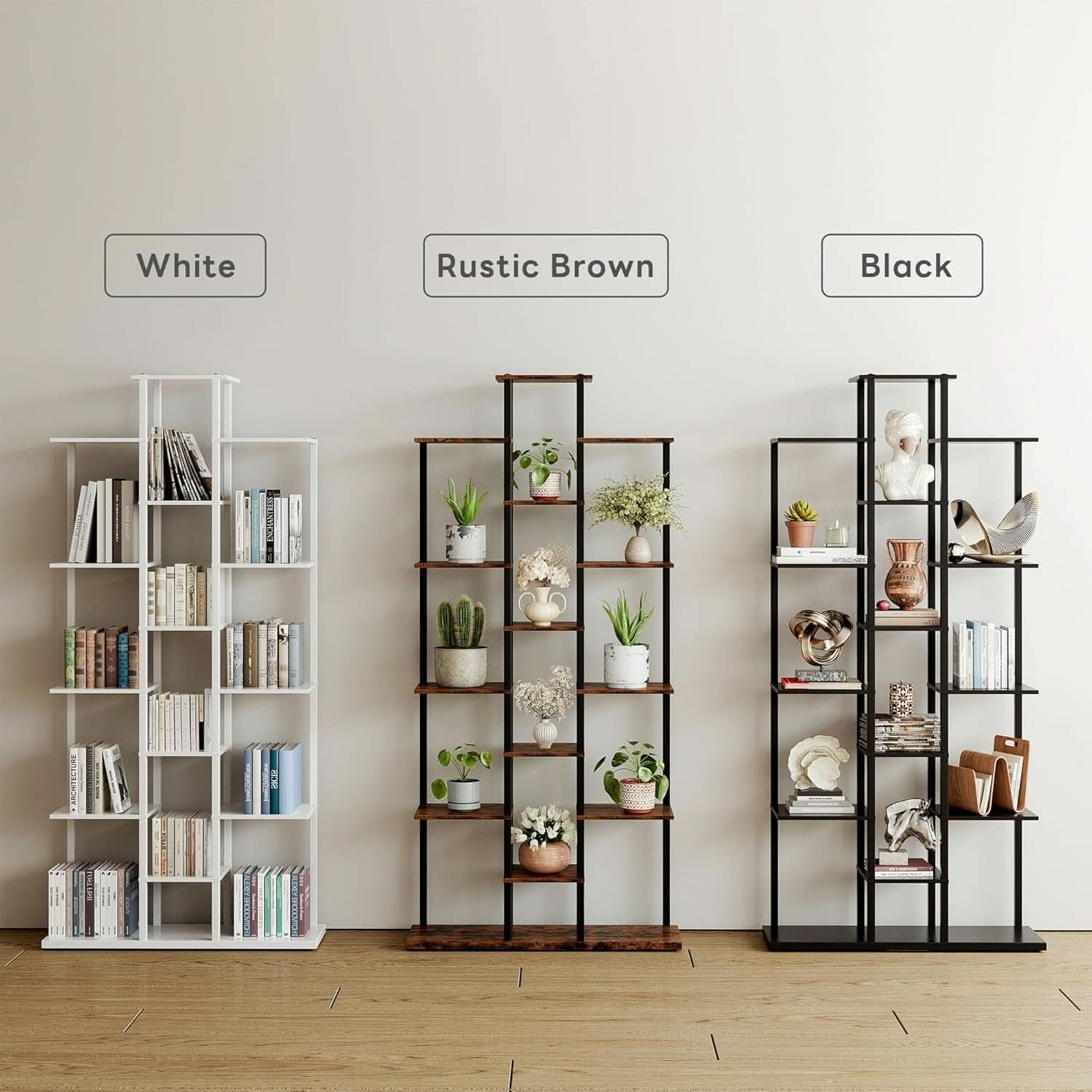 Rustic Brown 6 Tier Bookshelf For Small Living Room