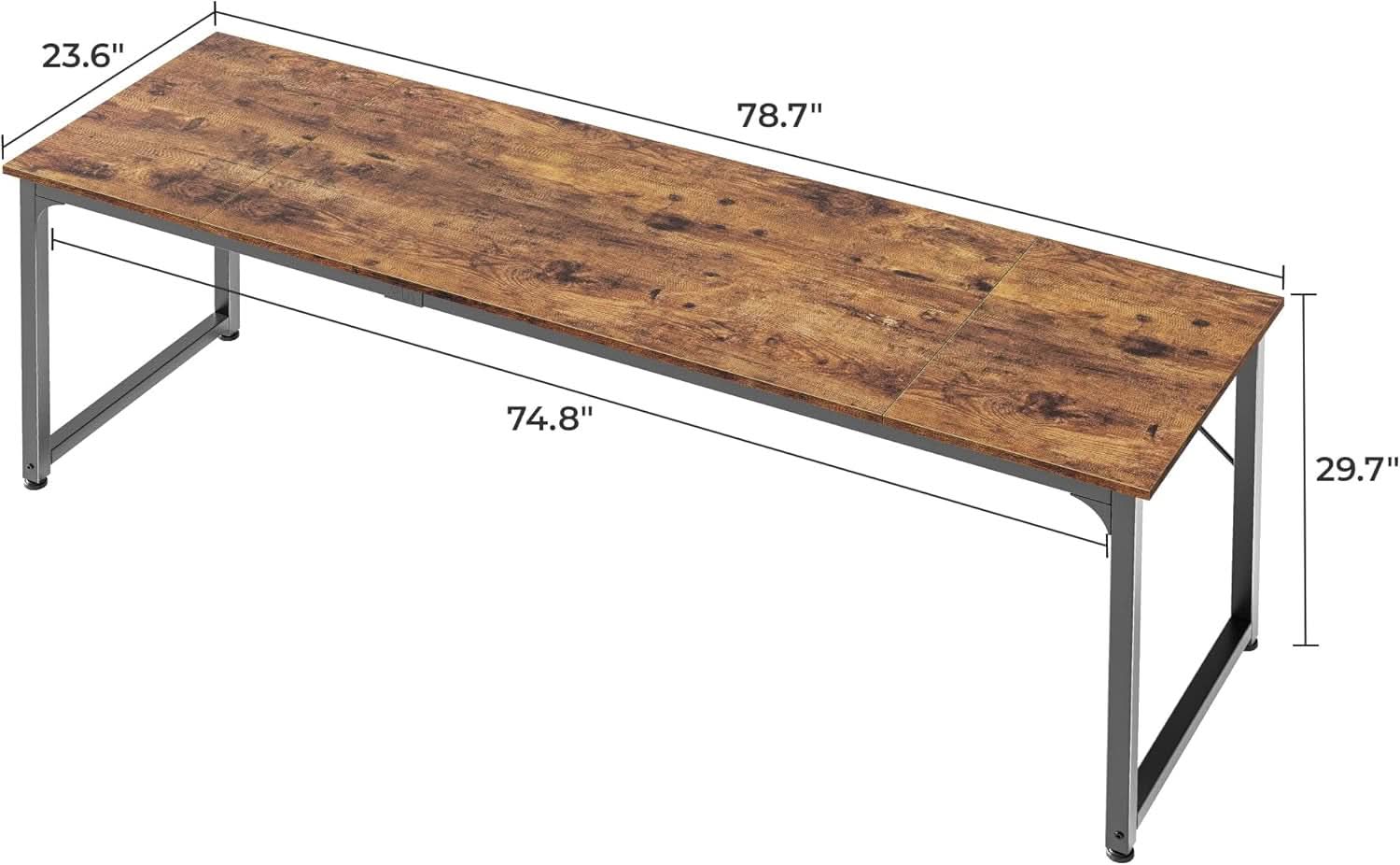 Rustic Brown 80 Inch Computer Desk For Home Office