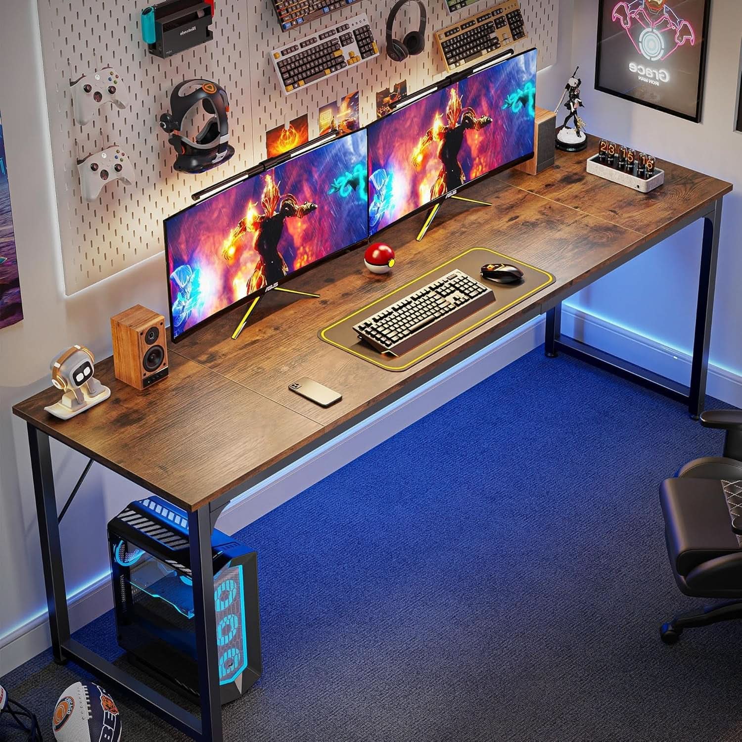 Rustic Brown 80 Inch Computer Desk For Home Office