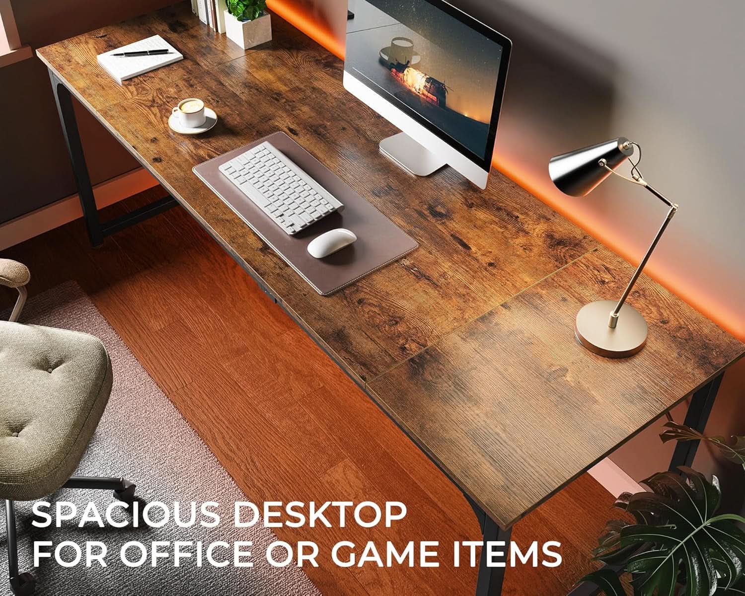Rustic Brown 80 Inch Computer Desk For Home Office