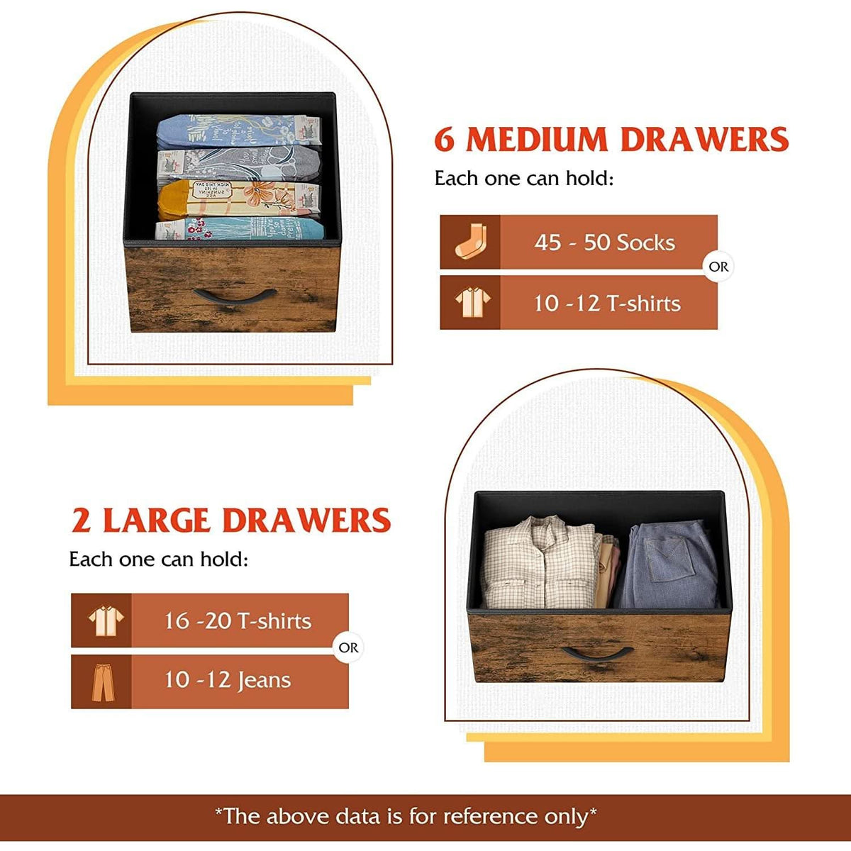 Rustic Brown Dresser With 8 Large Deep Drawers For Bedroom