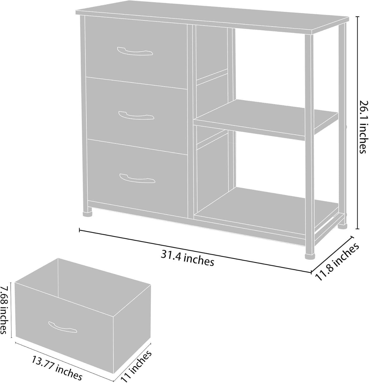 Rustic Brown Fabric Dresser With 4 Drawers And 2 Shelves