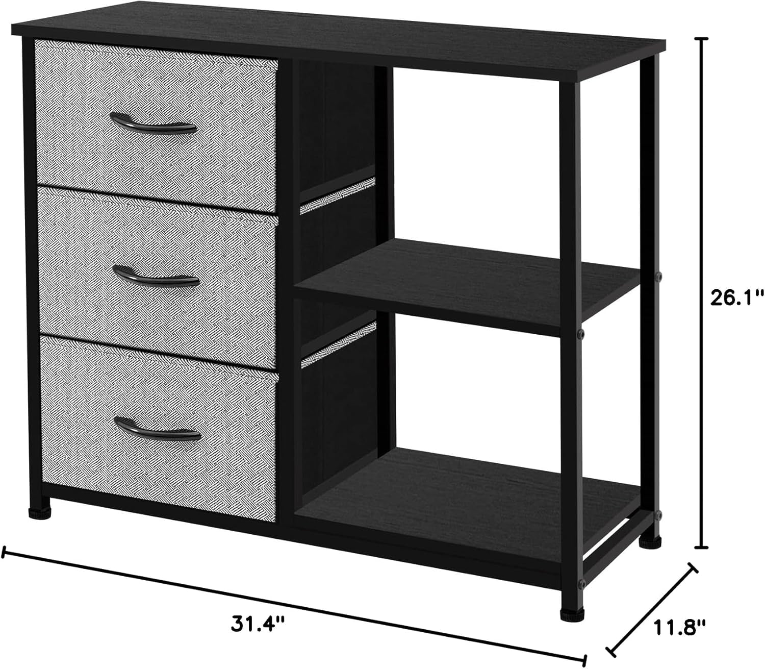 Rustic Brown Fabric Dresser With 4 Drawers And 2 Shelves