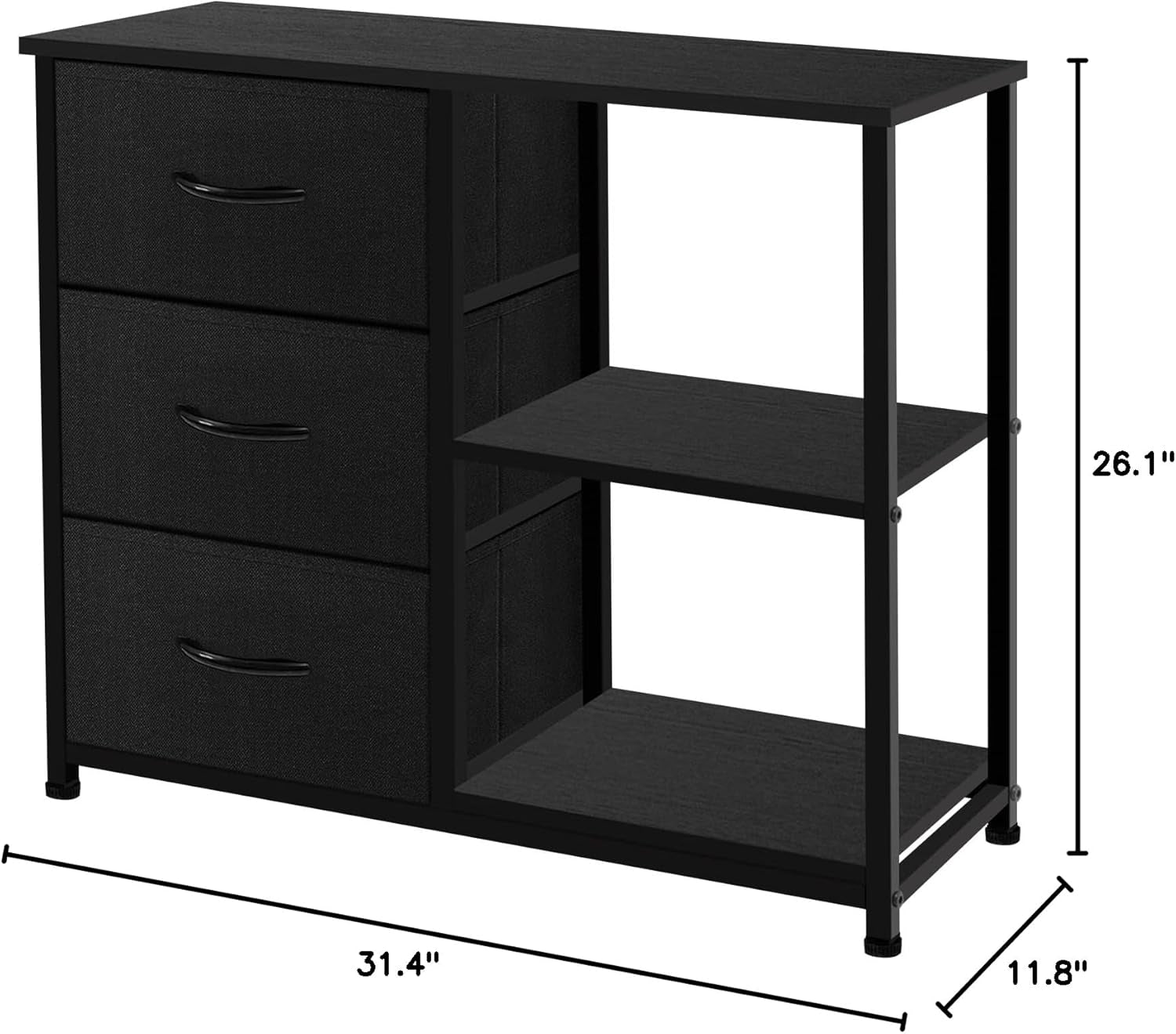 Rustic Brown Fabric Dresser With 4 Drawers And 2 Shelves