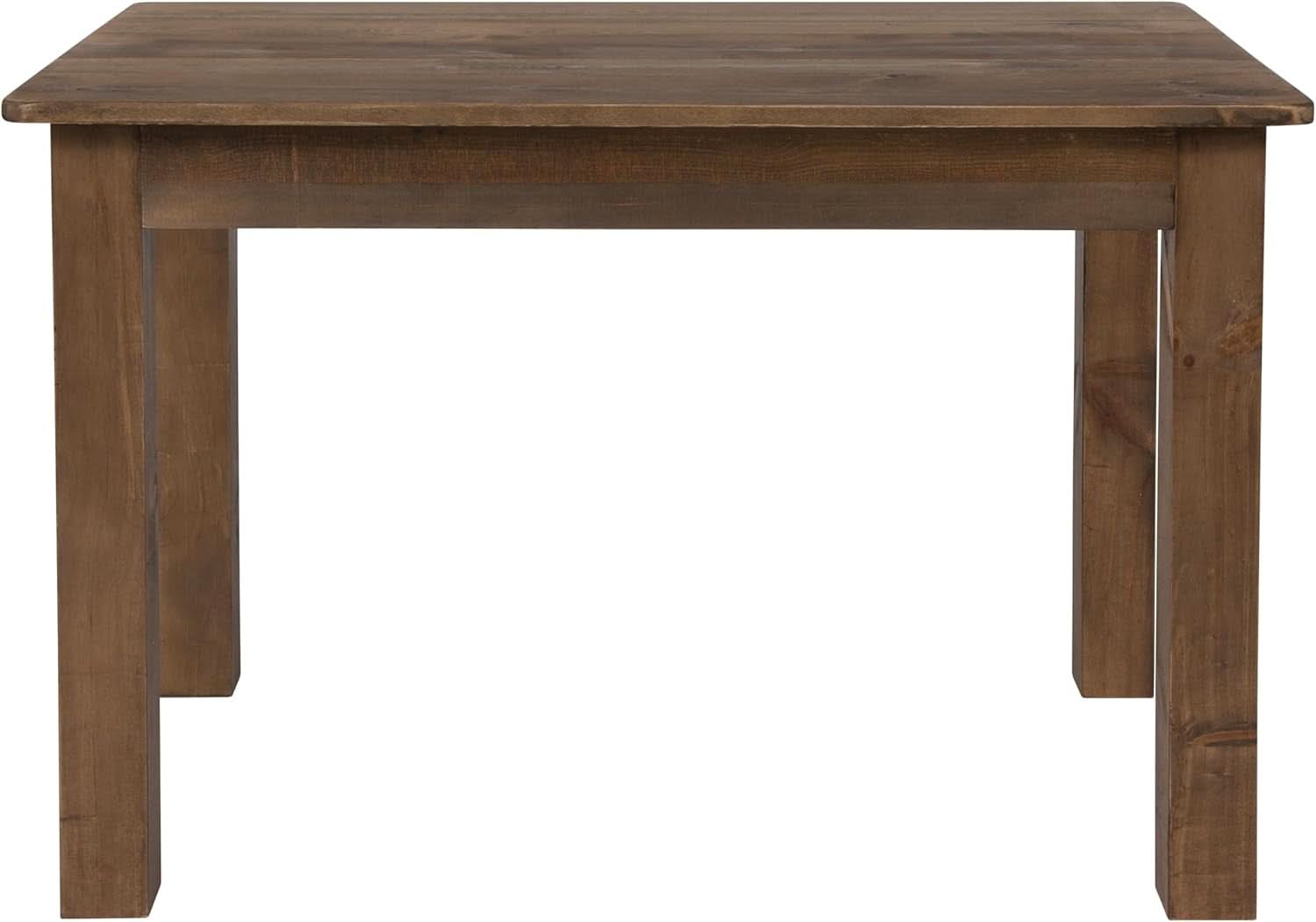 Rustic Brown Solid Wood Dining Table 46x30 Seats 4