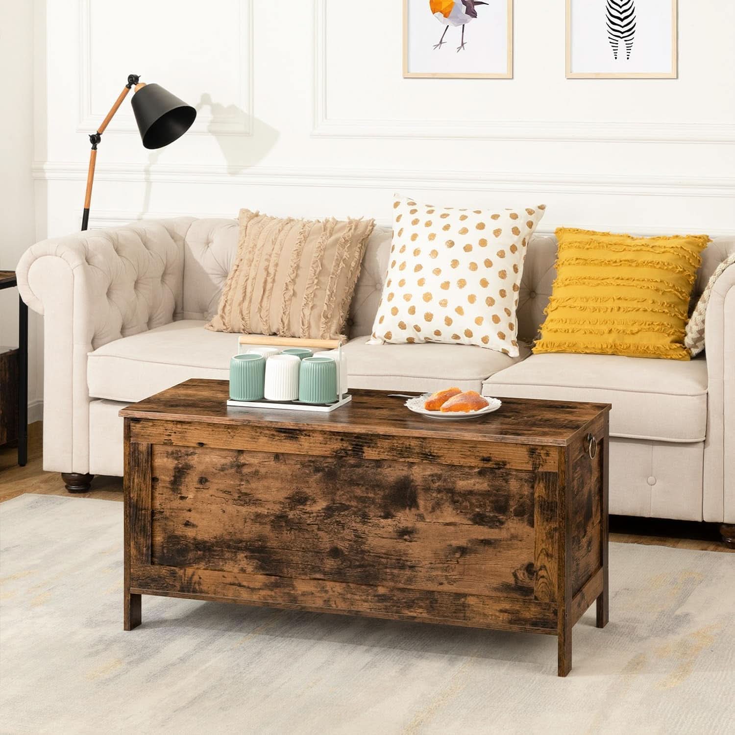 Rustic Brown SolidWood Toy Box Storage LargeCapacity