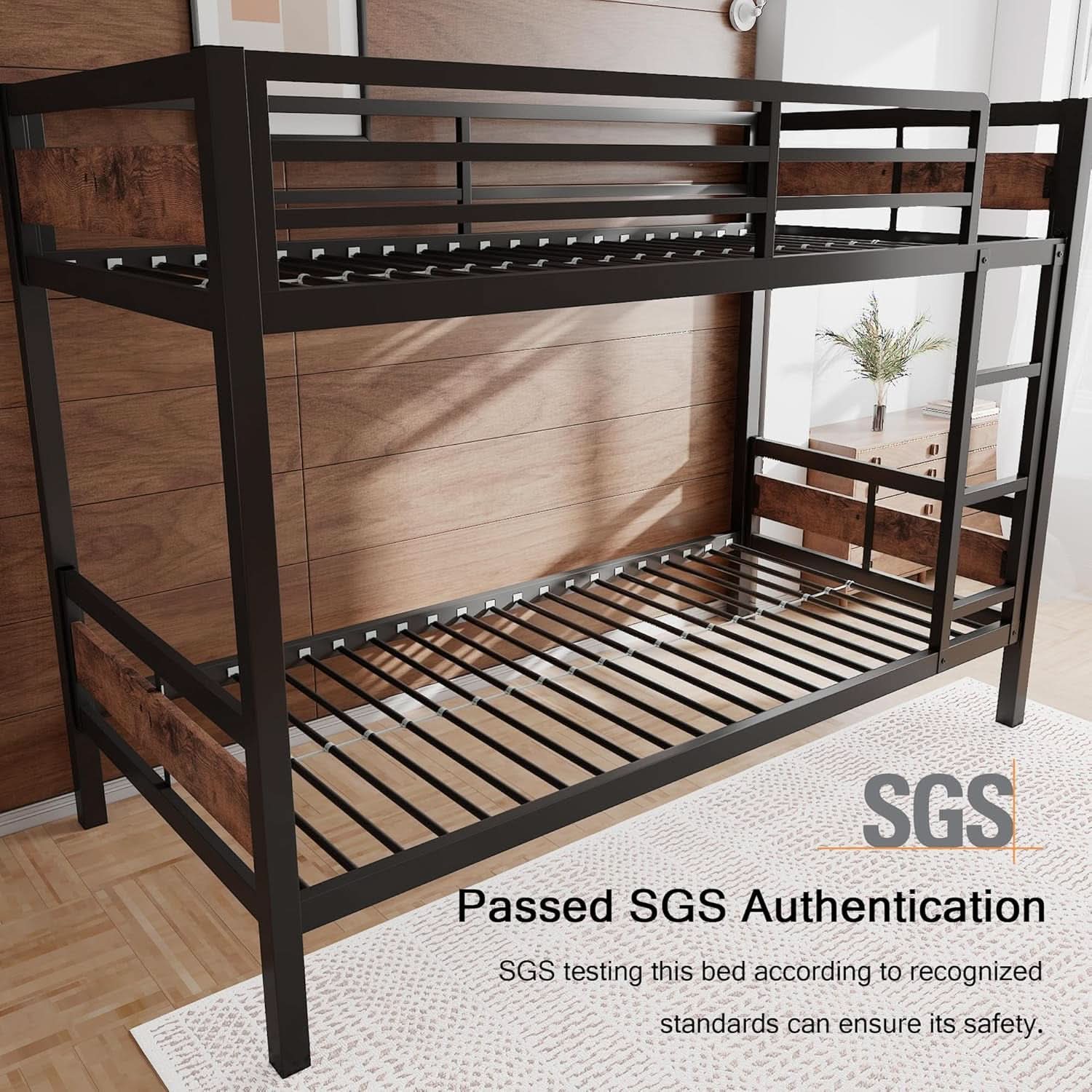 Rustic Brown Twin Over Twin Bunk Bed With Under Bed Storage