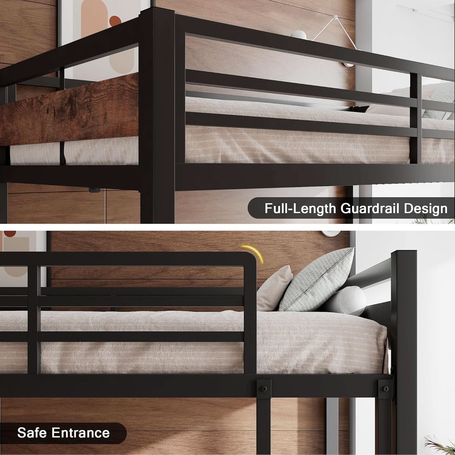Rustic Brown Twin Over Twin Bunk Bed With Under Bed Storage