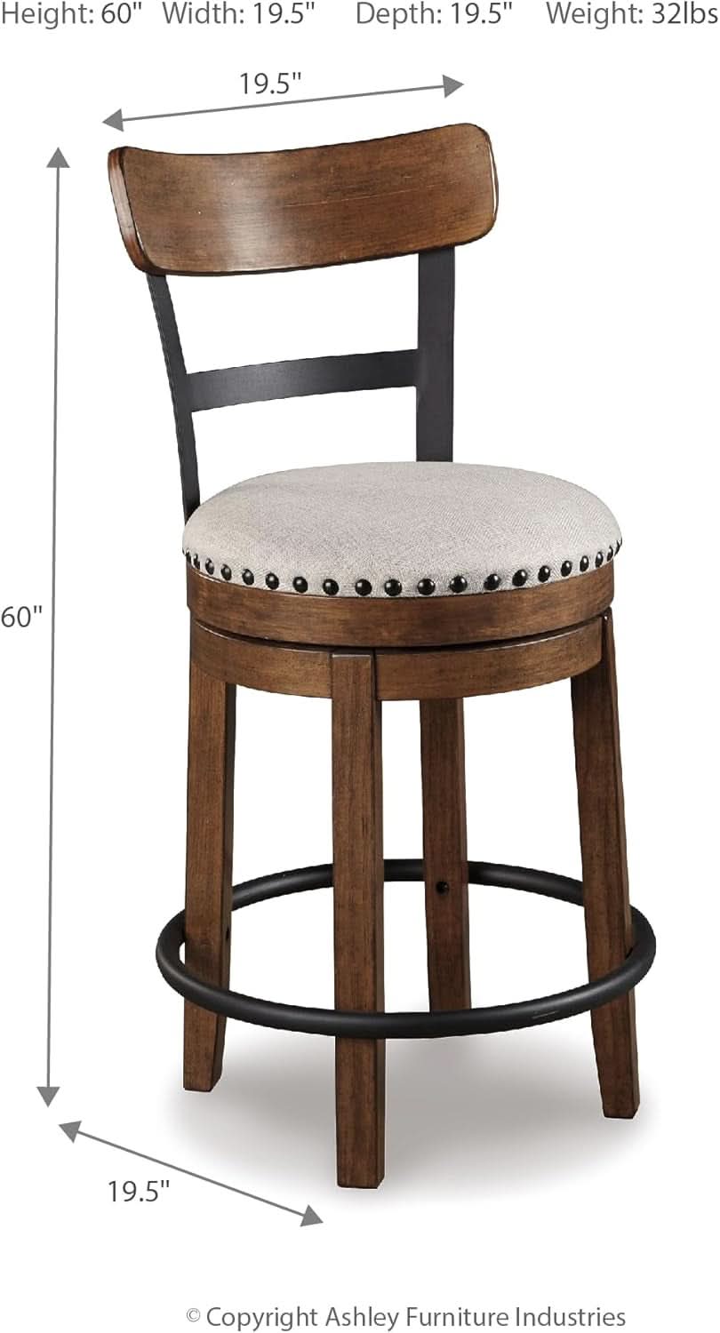 Rustic Farmhouse 24.5 Inch Counter Height Swivel Bar Stool