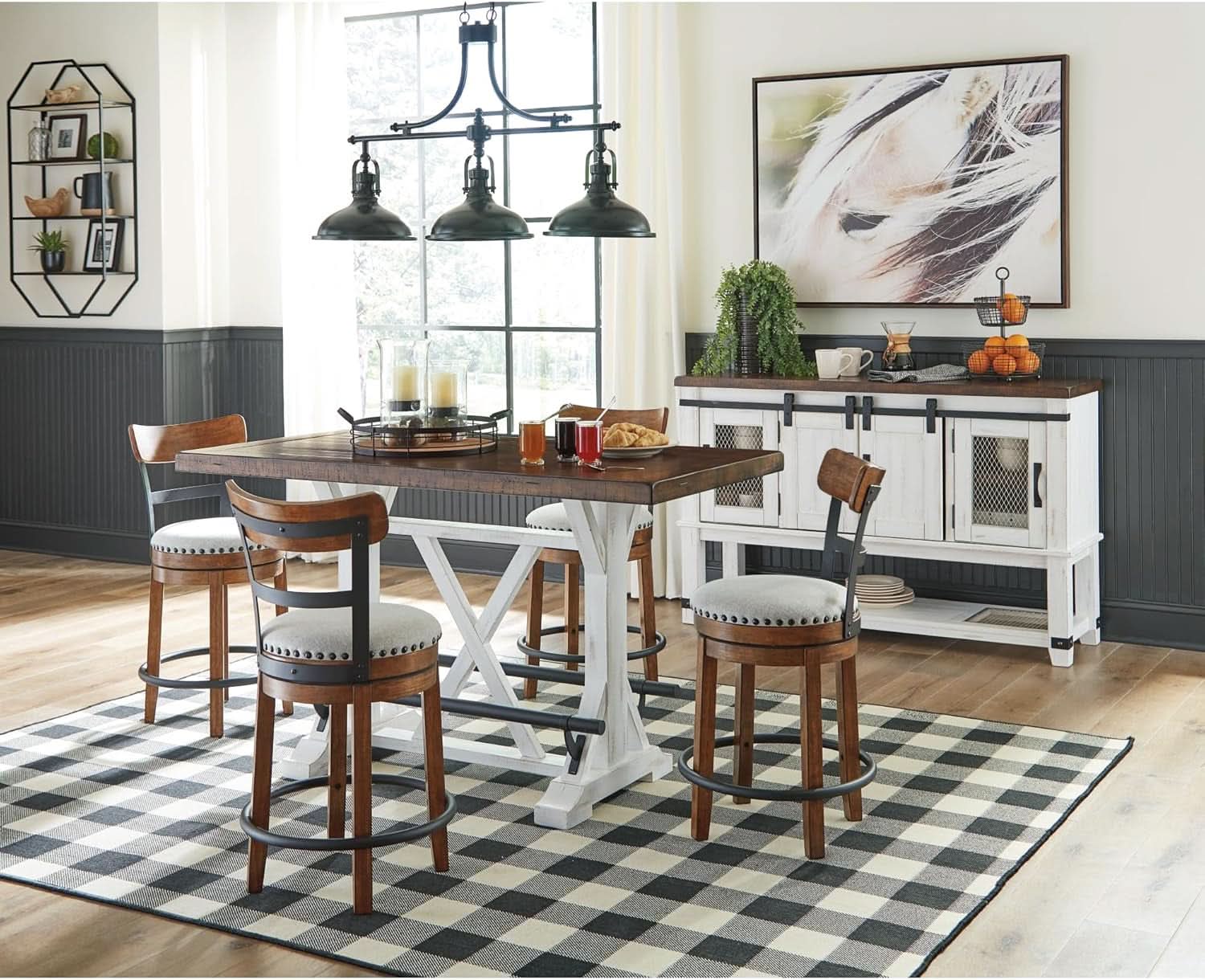 Rustic Farmhouse 24.5 Inch Counter Height Swivel Bar Stool