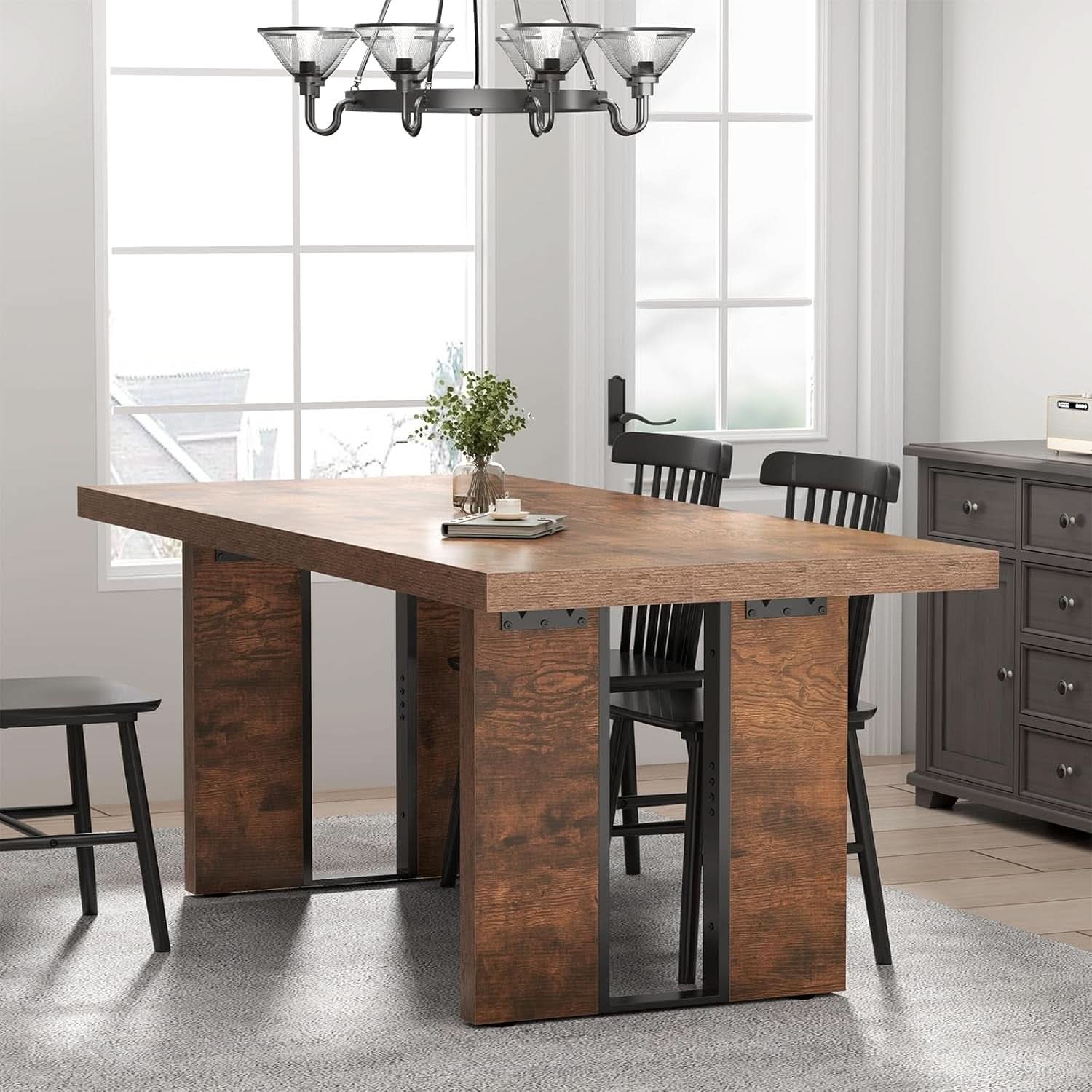 Rustic Farmhouse Dining Table 70 Inch Seats Six To Eight