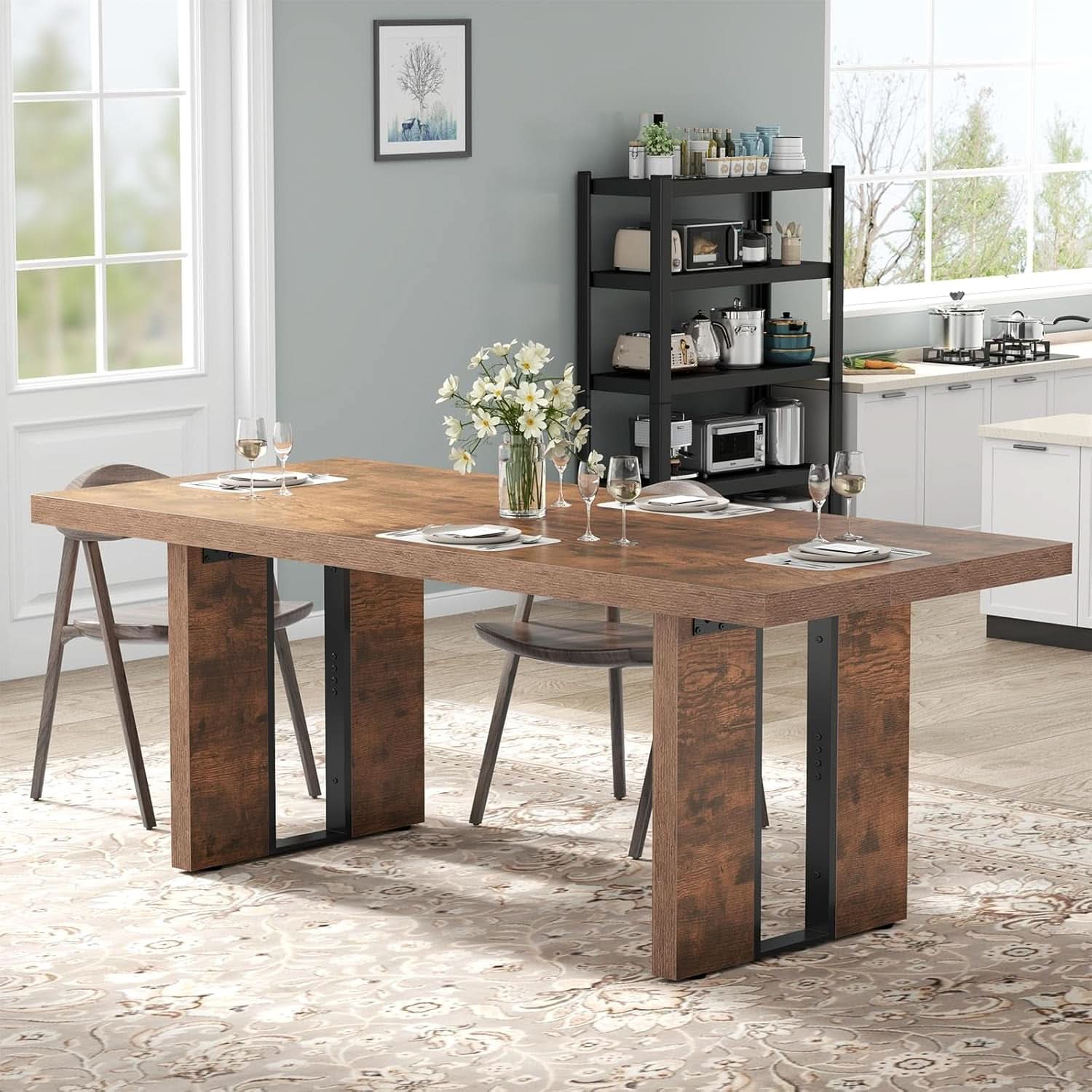 Rustic Farmhouse Dining Table 70 Inch Seats Six To Eight