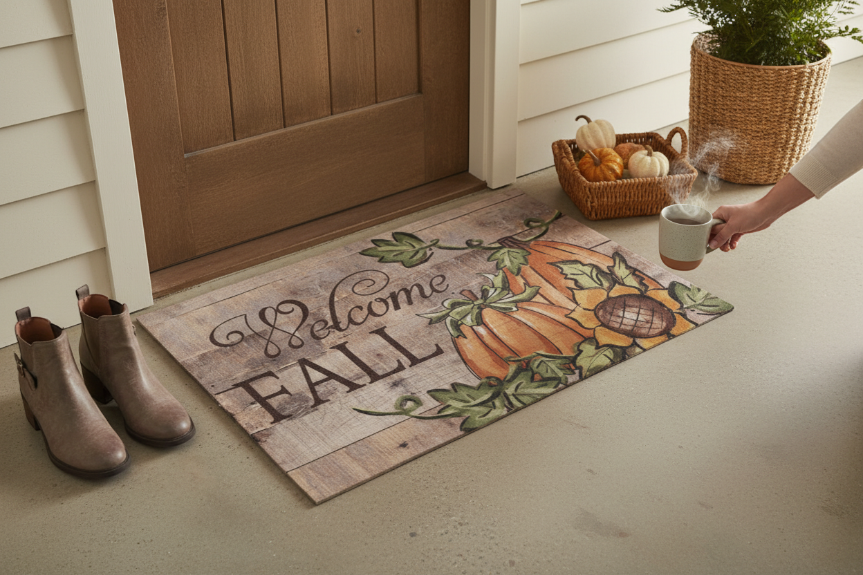 Rustic Harvest Pumpkin & Sunflower Mat