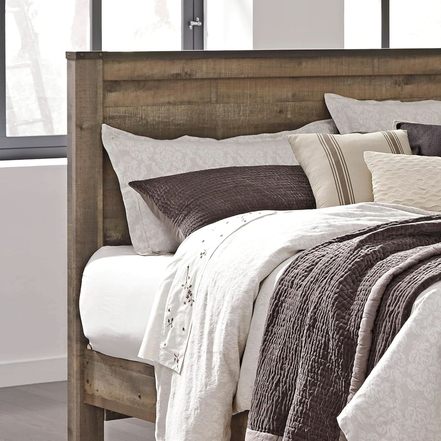 Rustic King Headboard with Charming Plank Details