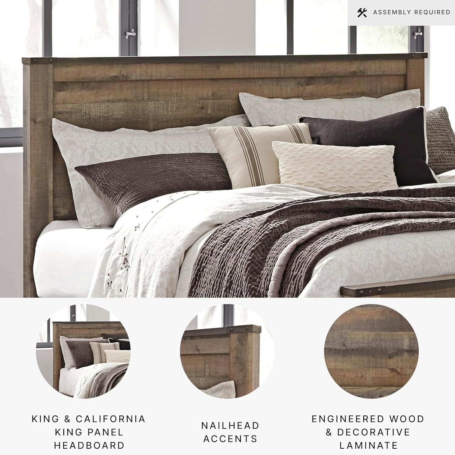 Rustic King Headboard with Charming Plank Details