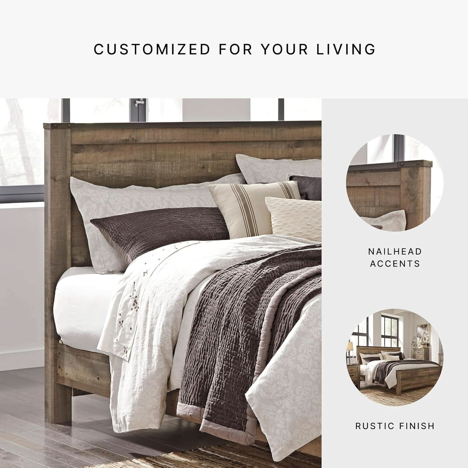 Rustic King Headboard with Charming Plank Details