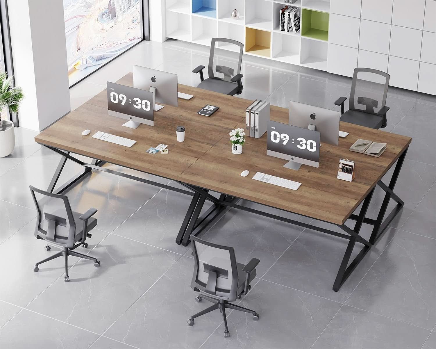 Rustic Oak 55 Inch Computer Desk For Home Office Modern