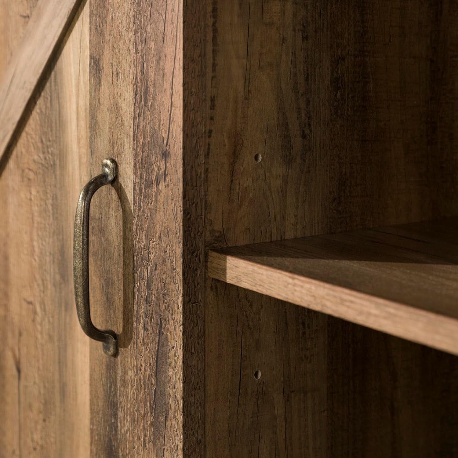 Rustic Oak TV Stand With Double Barn Doors Up To 80 Inch
