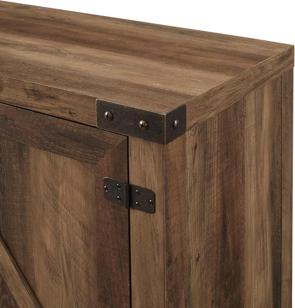 Rustic Oak TV Stand With Double Barn Doors Up To 80 Inch