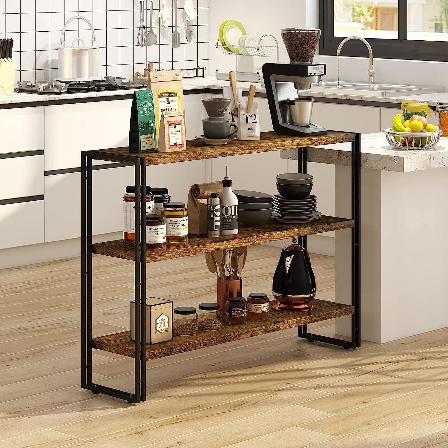 Rustic Three Tier Bookcase With Easy Assembly Home Office