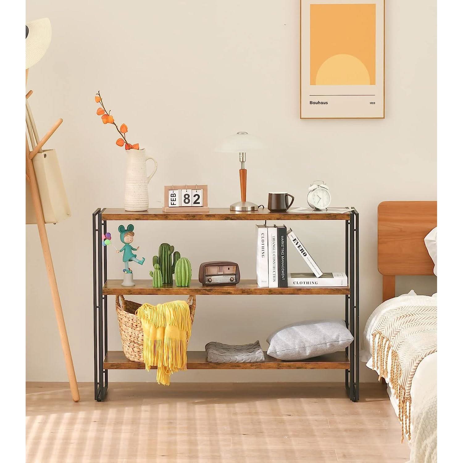 Rustic Three Tier Bookcase With Easy Assembly Home Office