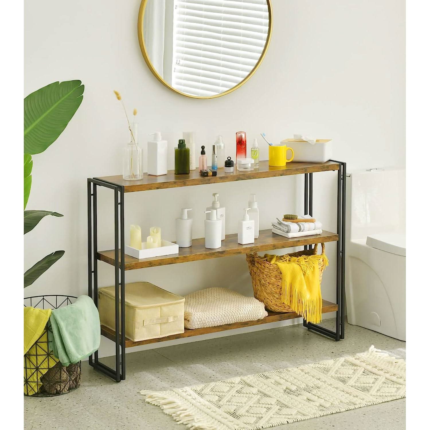Rustic Three Tier Bookcase With Easy Assembly Home Office
