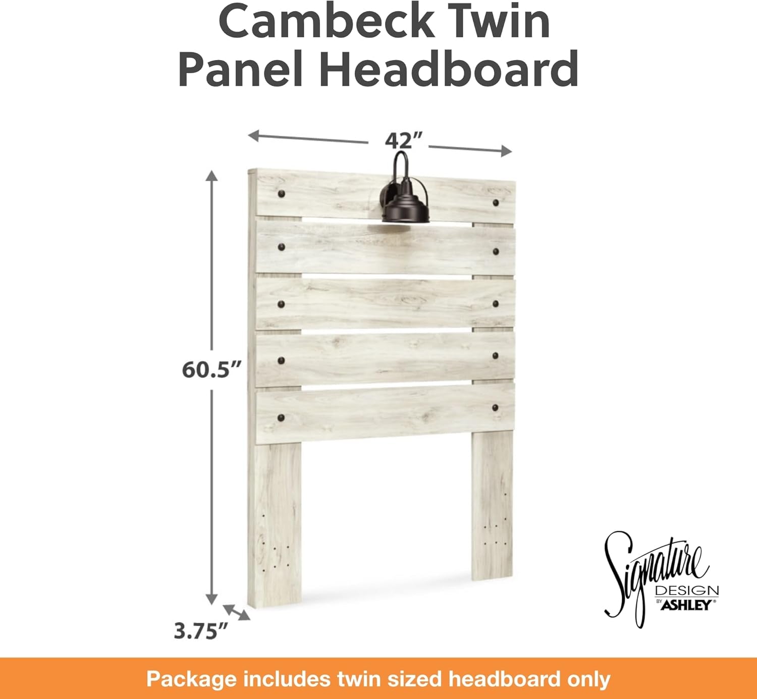 Rustic Twin Headboard With USB Charging Stations Whitewash