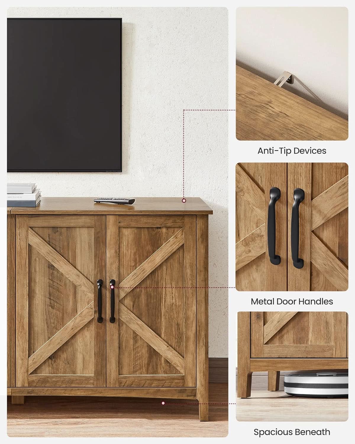 Rustic Walnut Buffet Cabinet With Adjustable Shelves