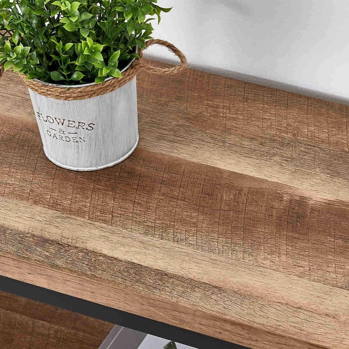 Rustic Wood Console Table With Three Shelves Metal Frame