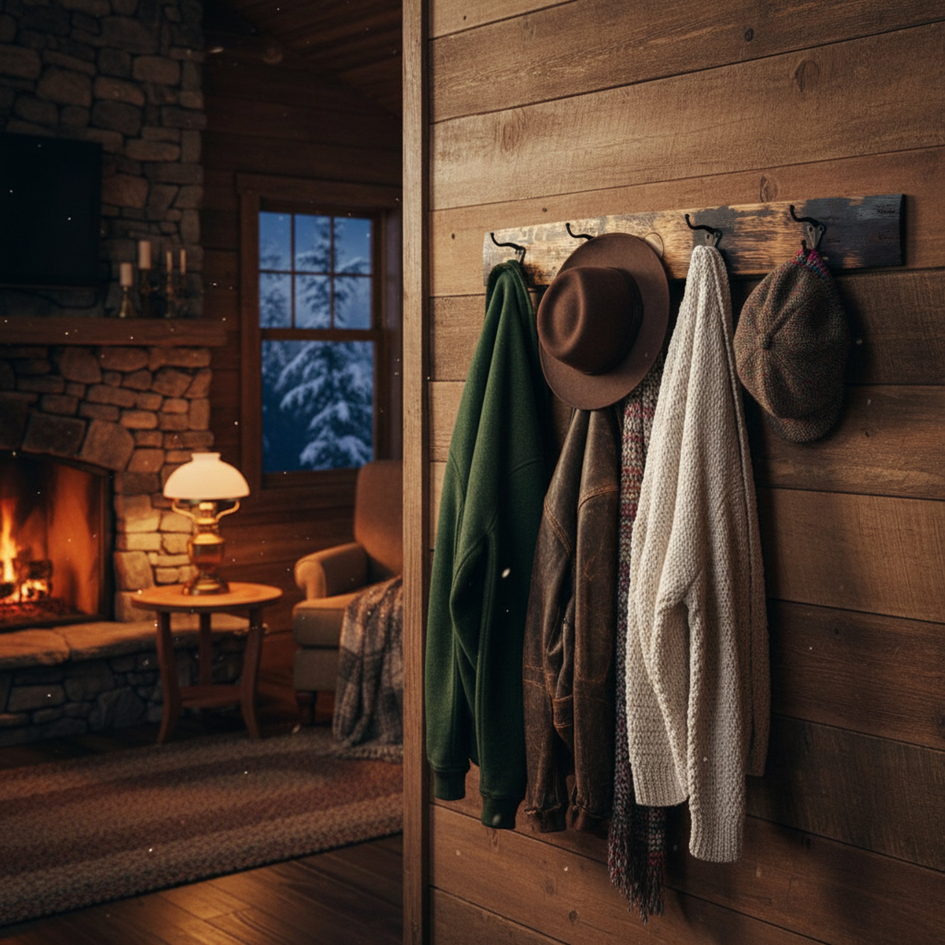 Rustic Wooden Coat Rack With 4 Metal Hooks, Made From Reclaimed Whiske