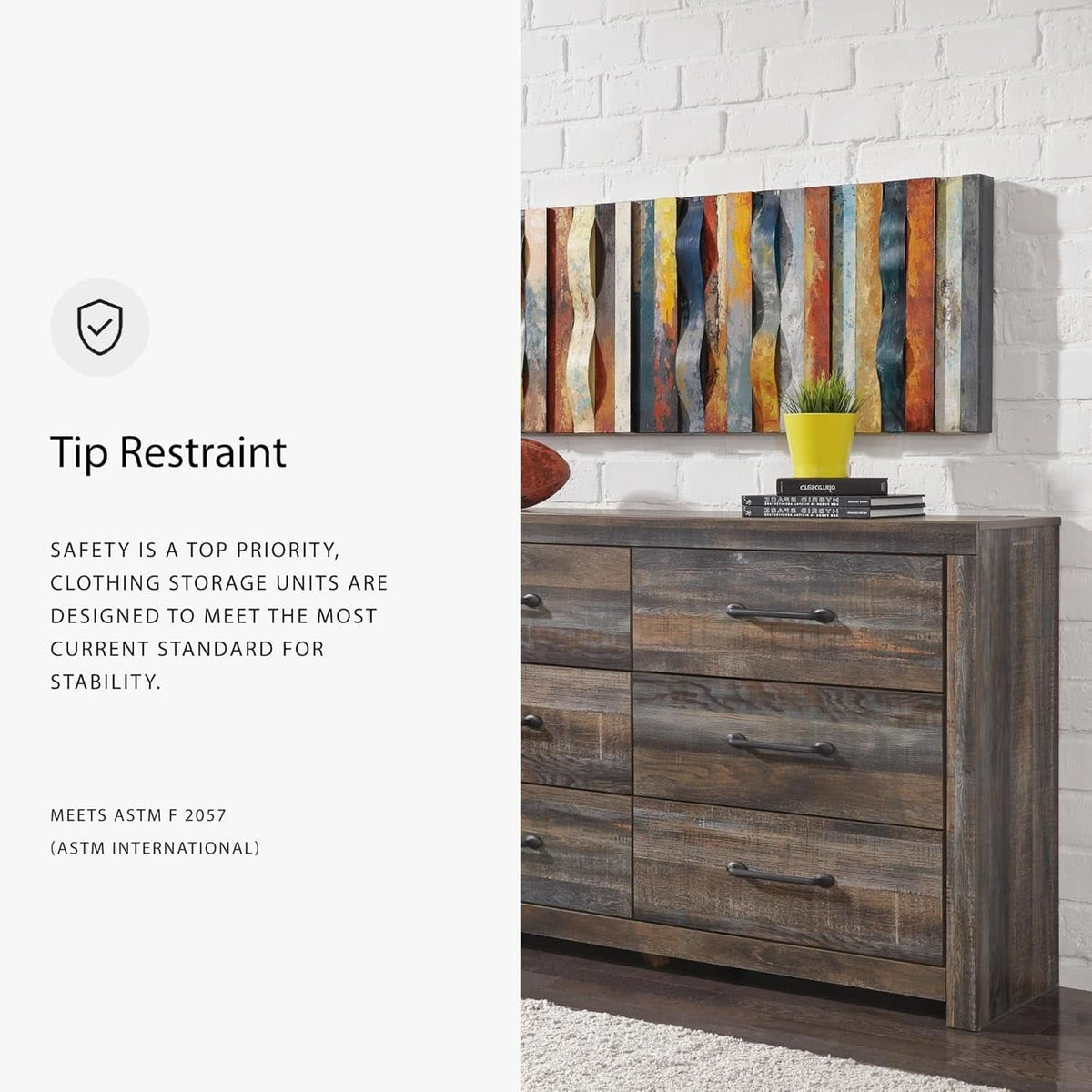 Rusticated Six Drawer Dresser Weathered Brown Bedroom