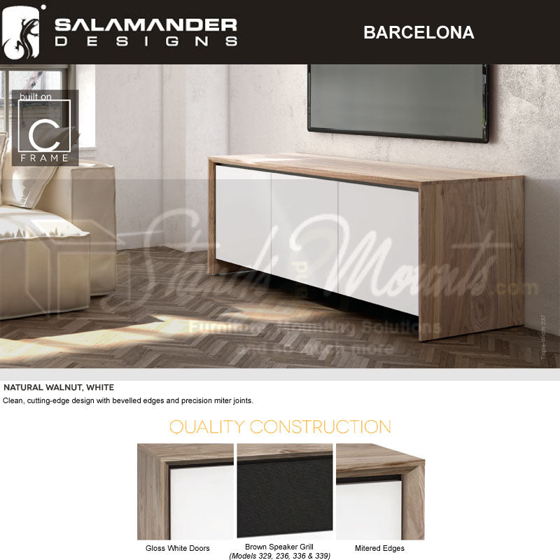 Salamander Barcelona 617 AV Cabinet Natural Walnut Gloss White – Modular Hi-Fi Storage