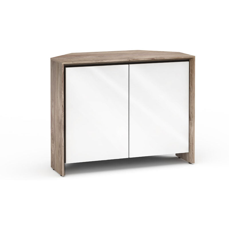 Salamander Barcelona 323 Corner Storage Unit Natural Walnut Gloss White