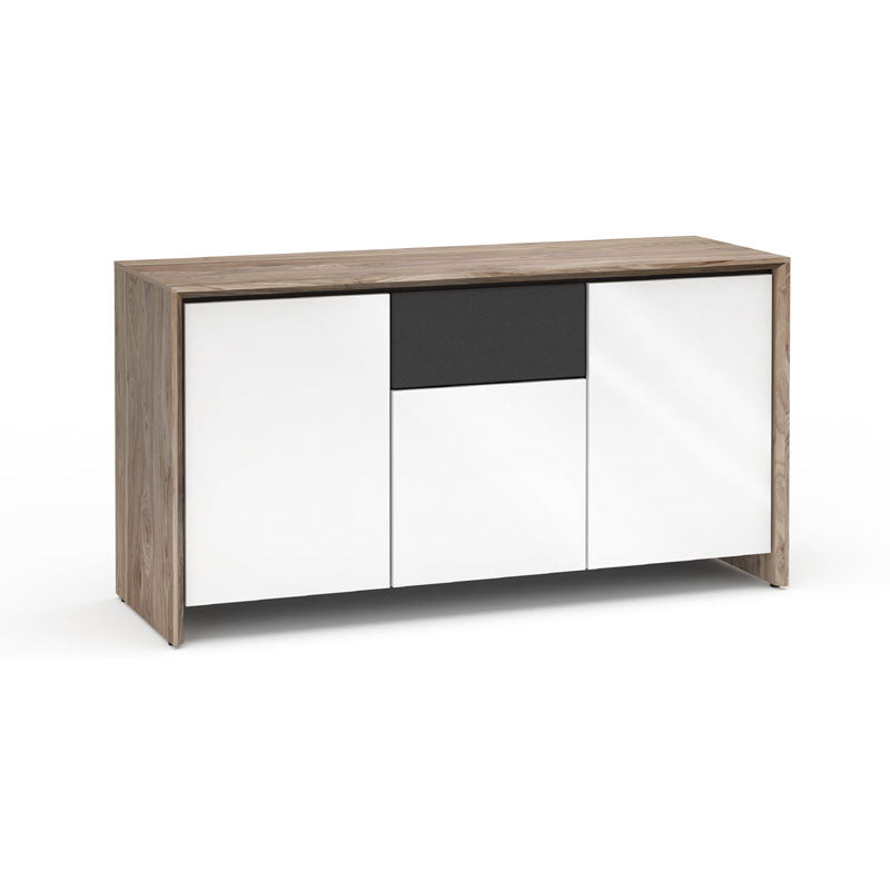 Salamander Barcelona 336 Media Cabinet Natural Walnut Gloss White