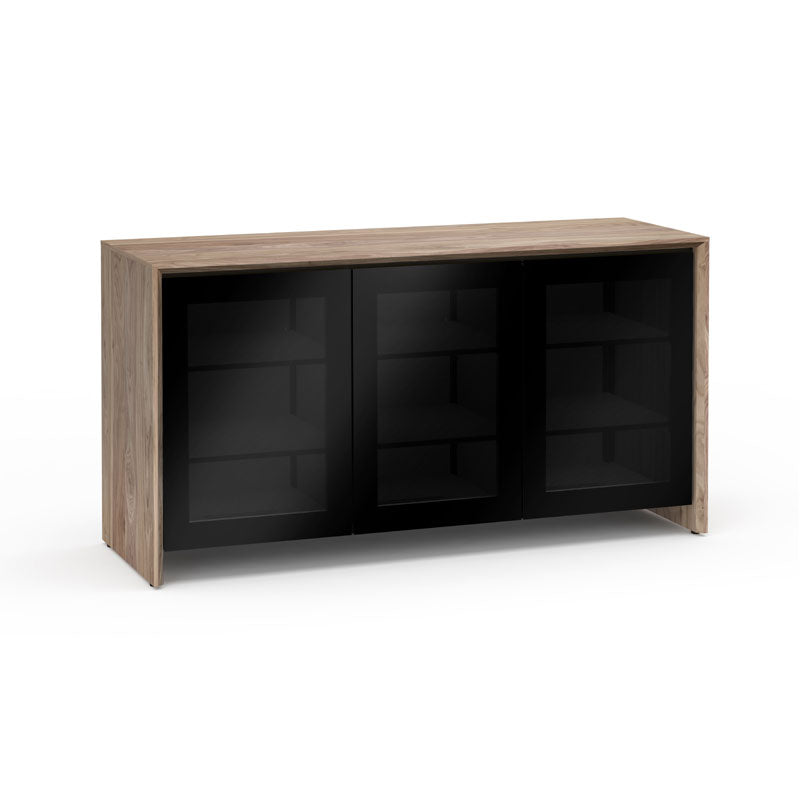 Salamander Barcelona 337 Media Console Natural Walnut Black Glass